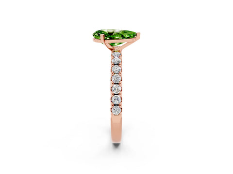 Rose gold Pear Cut Peridot Solitaire Pavé Band with Four-Prong Setting_2