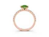 Rose gold Pear Cut Peridot Solitaire Pavé Band with Four-Prong Setting_3