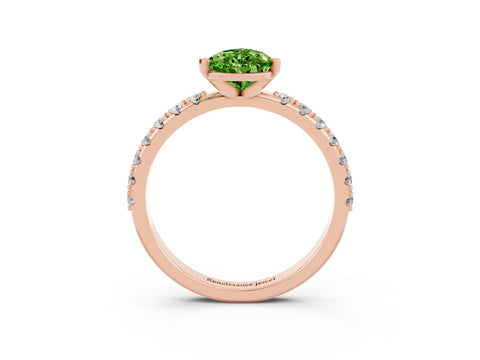 Rose gold Pear Cut Peridot Solitaire Pavé Band with Four-Prong Setting_3