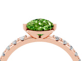 Rose gold Pear Cut Peridot Solitaire Pavé Band with Four-Prong Setting_4