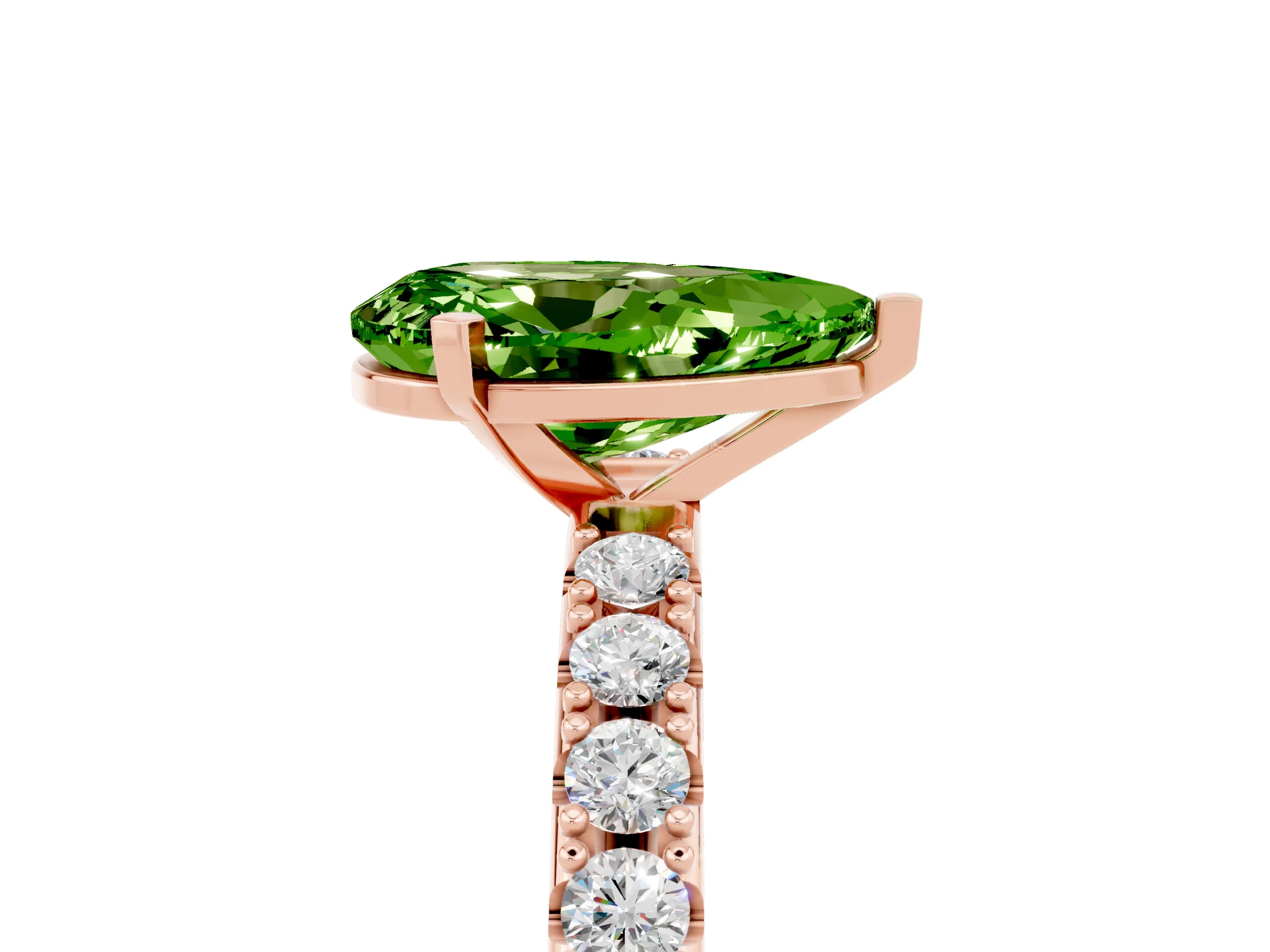 Rose gold Pear Cut Peridot Solitaire Pavé Band with Four-Prong Setting_5