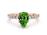 Rose gold Pear Cut Peridot Solitaire Pavé Engagement Ring with Round Band and Prong Setting_12