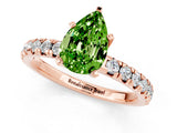 Rose gold Pear Cut Peridot Solitaire Pavé Engagement Ring with Round Band and Prong Setting_13