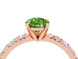 Rose gold Pear Cut Peridot Solitaire Pavé Engagement Ring with Round Band and Prong Setting_16