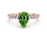 Rose gold Pear Cut Peridot Solitaire Pavé Engagement Ring with Round Band and Prong Setting_78