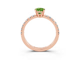 Rose gold Pear Cut Peridot Solitaire Pavé Engagement Ring with Round Band and Prong Setting_81