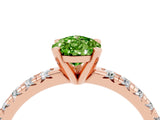 Rose gold Pear Cut Peridot Solitaire Pavé Engagement Ring with Round Band and Prong Setting_82
