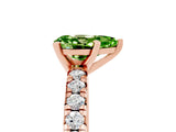Rose gold Pear Cut Peridot Solitaire Pavé Engagement Ring with Round Band and Prong Setting_83