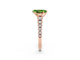 Rose gold Pear Cut Peridot Solitaire Ring with Cathedral Setting and Pavé Band_2