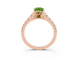 Rose gold Pear Cut Peridot Solitaire Ring with Cathedral Setting and Pavé Band_3