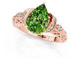 Rose gold Pear Cut Peridot Solitaire Ring with Filigree Band and Four-Prong Setting_25