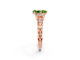 Rose gold Pear Cut Peridot Solitaire Ring with Filigree Band and Four-Prong Setting_26