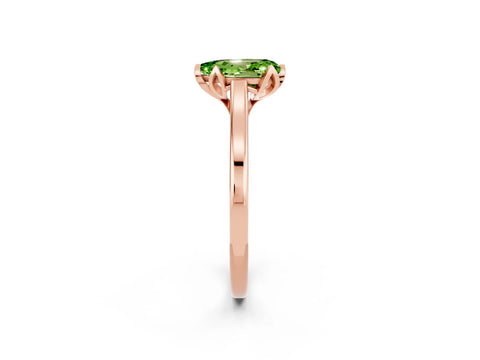 Rose gold Pear Cut Peridot Solitaire Ring with Flower Prong Setting and Classic Band_14