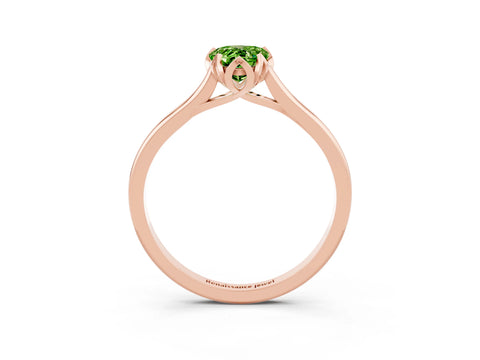Rose gold Pear Cut Peridot Solitaire Ring with Flower Prong Setting and Classic Band_15