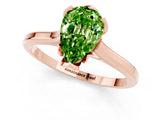 Rose gold Pear Cut Peridot Solitaire Ring with Flower Prong Setting and Classic Band_37