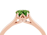 Rose gold Pear Cut Peridot Solitaire Ring with Flower Prong Setting and Classic Band_40