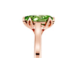Rose gold Pear Cut Peridot Solitaire Ring with Flower Prong Setting and Classic Band_41