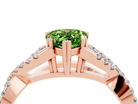 Rose gold Pear Cut Peridot Solitaire Ring with Four-Prong Setting and Twisted Pavé Band_4