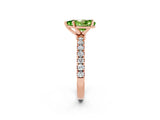 Rose gold Pear Cut Peridot Solitaire Ring with Pavé Accents and Four-Prong Setting_2
