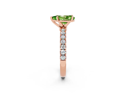 Rose gold Pear Cut Peridot Solitaire Ring with Pavé Accents and Four-Prong Setting_2