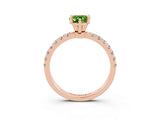 Rose gold Pear Cut Peridot Solitaire Ring with Pavé Accents and Four-Prong Setting_3
