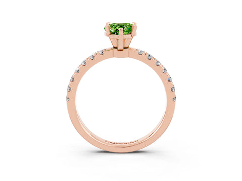 Rose gold Pear Cut Peridot Solitaire Ring with Pavé Accents and Four-Prong Setting_3