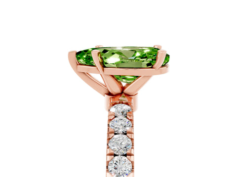 Rose gold Pear Cut Peridot Solitaire Ring with Pavé Accents and Four-Prong Setting_5