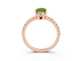 Rose gold Pear Cut Peridot Solitaire Ring with Pavé Band and Four-Prong Setting_15
