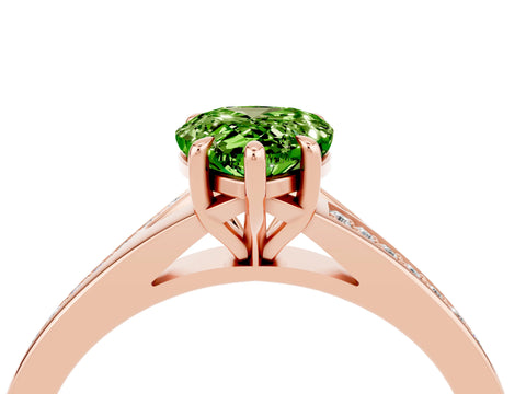 Rose gold Pear Cut Peridot Solitaire Ring with Pavé Band and Prong Setting_16