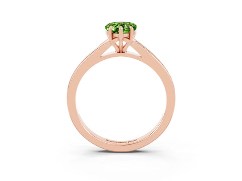 Rose gold Pear Cut Peridot Solitaire Ring with Pavé Band and Prong Setting_3