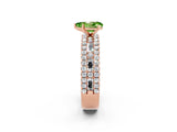 Rose gold Pear Cut Peridot Solitaire Ring with Pavé and Channel Set Band_2