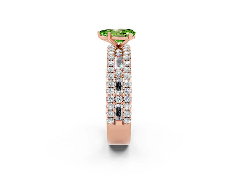 Rose gold Pear Cut Peridot Solitaire Ring with Pavé and Channel Set Band_2