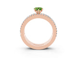Rose gold Pear Cut Peridot Solitaire Ring with Pavé and Channel Set Band_3