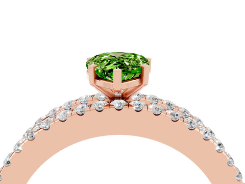 Rose gold Pear Cut Peridot Solitaire Ring with Pavé and Channel Set Band_4