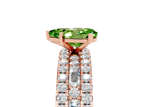 Rose gold Pear Cut Peridot Solitaire Ring with Pavé and Channel Set Band_5