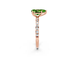 Rose gold Pear Cut Peridot Solitaire Ring with Pave Band and Four Prong Setting_26