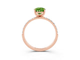 Rose gold Pear Cut Peridot Solitaire Ring with Pave Band and Four Prong Setting_27