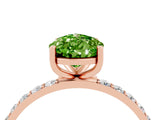 Rose gold Pear Cut Peridot Solitaire Ring with Pave Band and Four Prong Setting_28