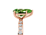 Rose gold Pear Cut Peridot Solitaire Ring with Pave Band and Four Prong Setting_29