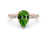 Rose gold Pear Cut Peridot Solitaire Ring with Round  Pavé Band and Four-Prong Setting_44