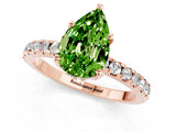 Rose gold Pear Cut Peridot Solitaire Ring with Round  Pavé Band and Four-Prong Setting_45