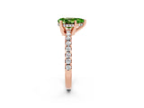 Rose gold Pear Cut Peridot Solitaire Ring with Round  Pavé Band and Four-Prong Setting_46