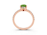 Rose gold Pear Cut Peridot Solitaire Ring with Round  Pavé Band and Four-Prong Setting_47