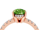 Rose gold Pear Cut Peridot Solitaire Ring with Round  Pavé Band and Four-Prong Setting_48