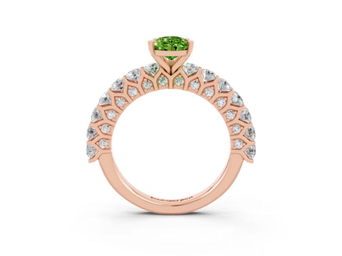 Rose gold Pear Cut Peridot Solitaire Ring with Shared Prong Pavé Band and Four-Prong Setting_3