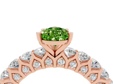 Rose gold Pear Cut Peridot Solitaire Ring with Shared Prong Pavé Band and Four-Prong Setting_4