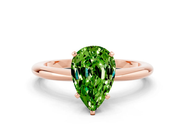 Rose gold Pear Cut Peridot Solitaire Ring with Six-Prong Setting and Classic Band