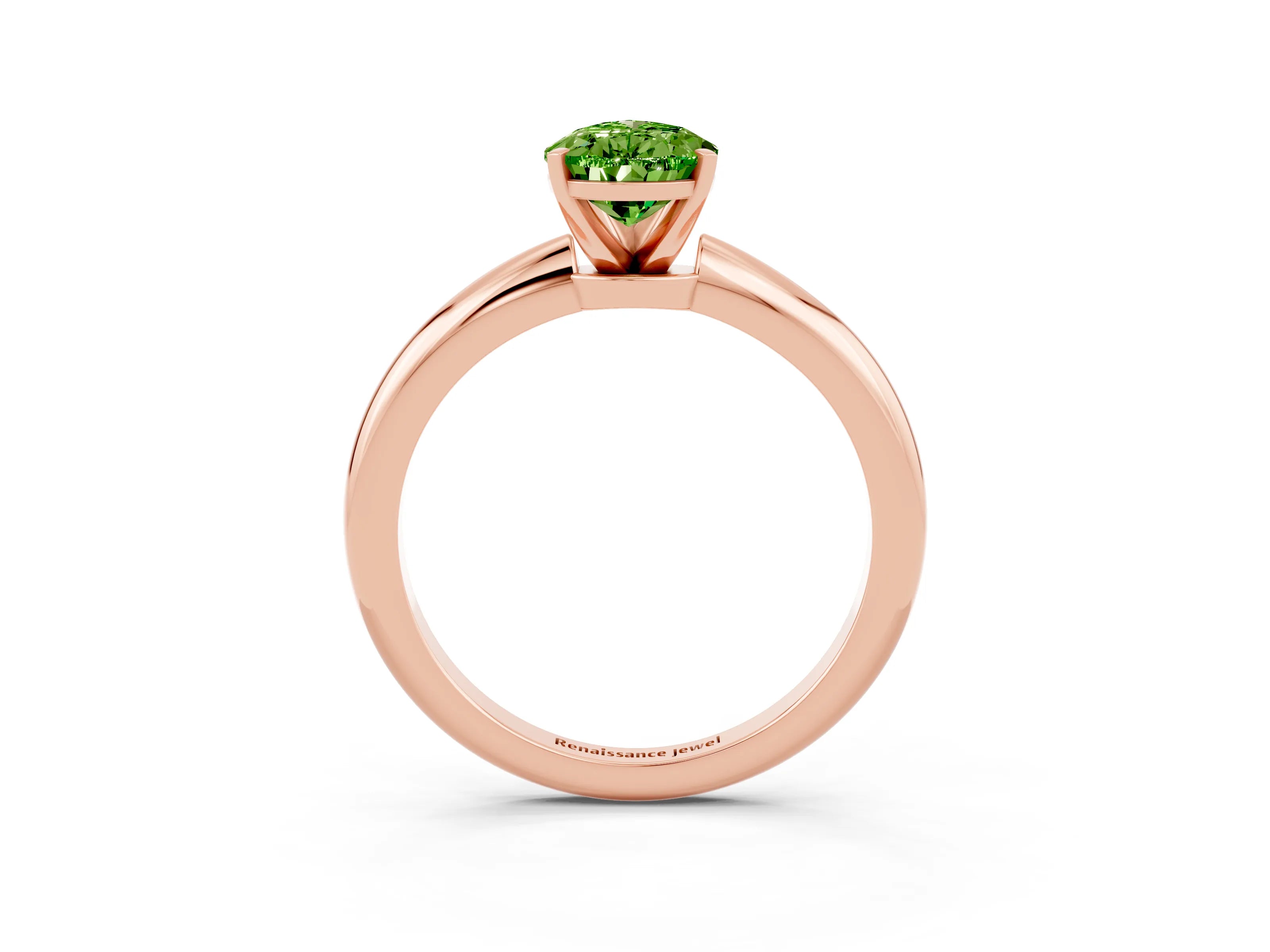 Rose gold Pear Cut Peridot Solitaire Ring with Six-Prong Setting and Classic Band_3