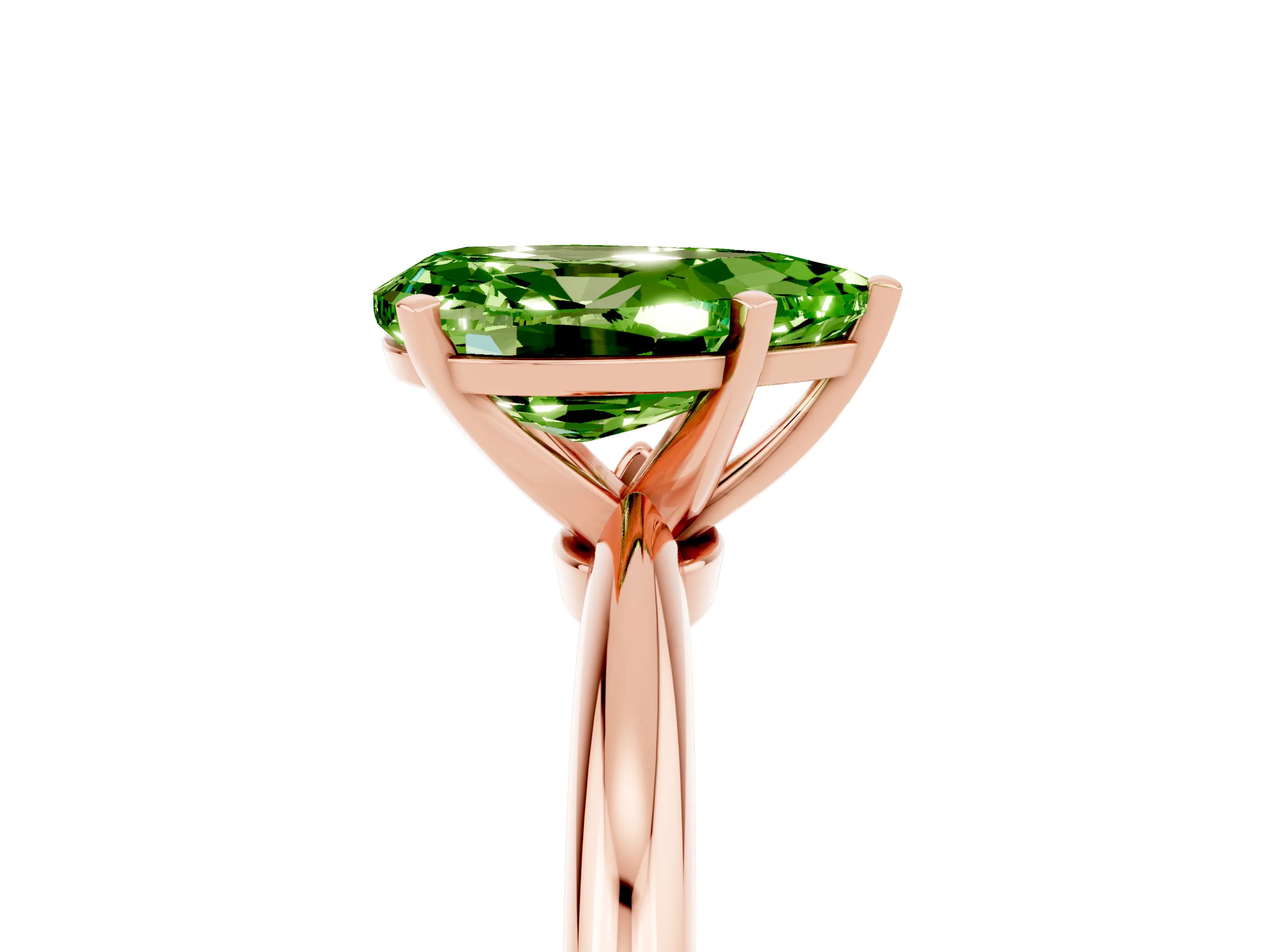 Rose gold Pear Cut Peridot Solitaire Ring with Six-Prong Setting and Classic Band_5