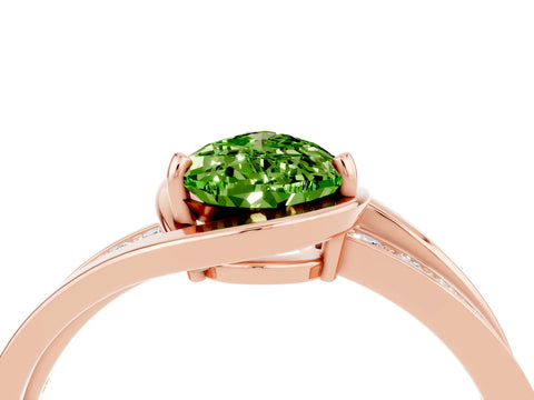 Rose gold Pear Cut Peridot Solitaire Ring with Split Shank and Prong Setting_4